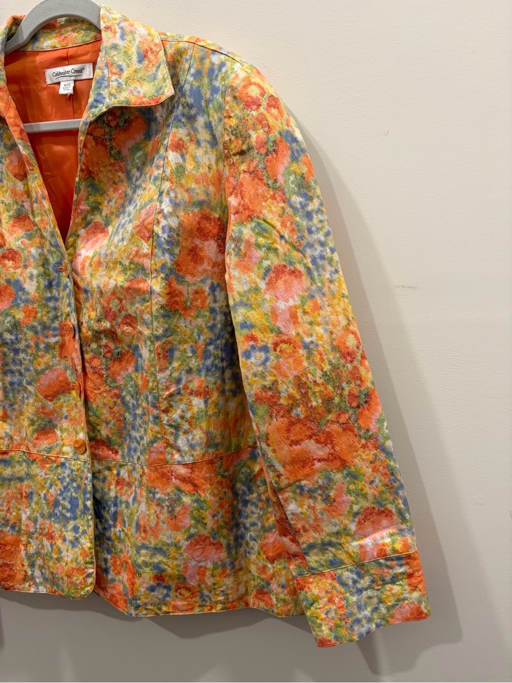 Coldwater Creek Multicolor Floral-Print butter yellow Button-Down Jacket blazer - Picture 4 of 13
